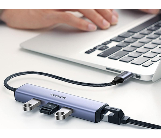 UGREEN Adapter CM475 Hub USB-C do 3x USB 3.0 RJ45 USB-C PD szary - 1488901 - zdjęcie 4